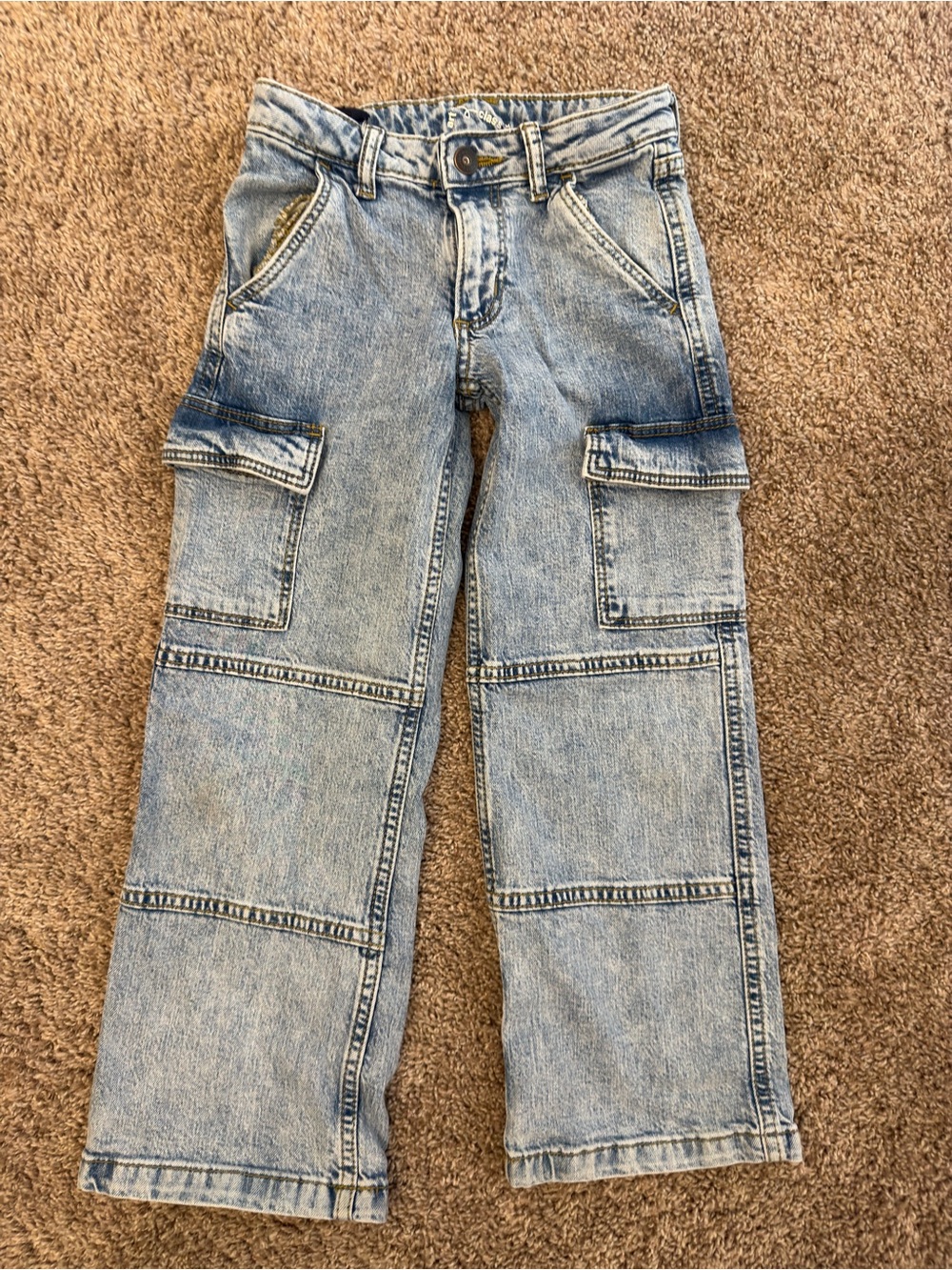 Girls Light Blue Cargo Jeans